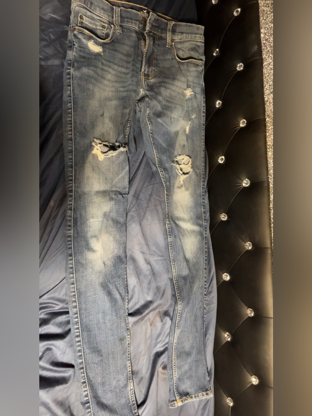 Hollister Distressed Skinny Jeans - Light Blue Wash